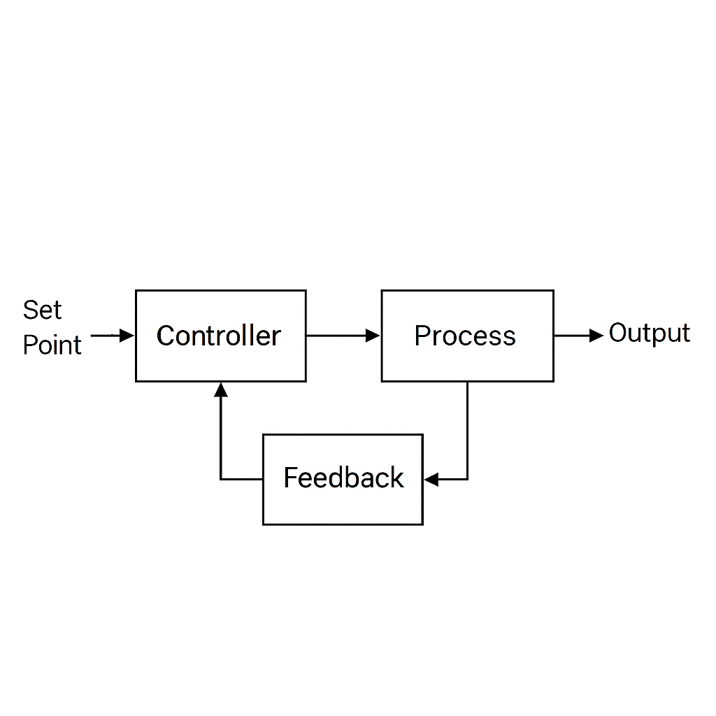 A diagram of a closed-loop control system.