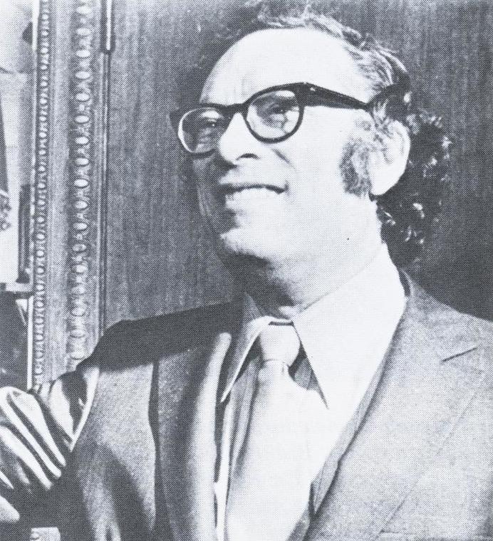A picture of the writer Isaac Asimov.