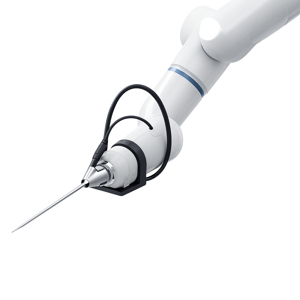An image of a surgical end-effector for a robot.